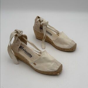 Viscota Women Cream Espadrille Wedge Shoes 6 .5 casual beach office vacation Y2K